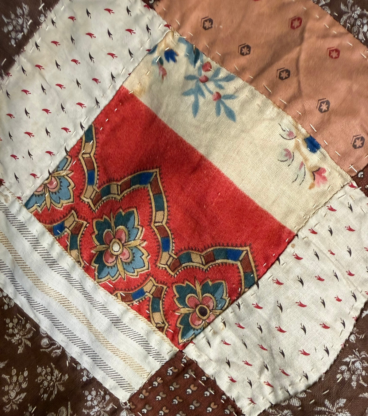 Early Variable 9 Block Patchwork Quilt