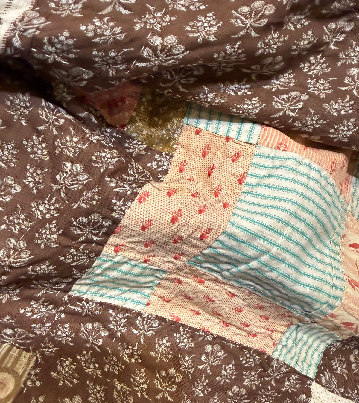 Early Variable 9 Block Patchwork Quilt