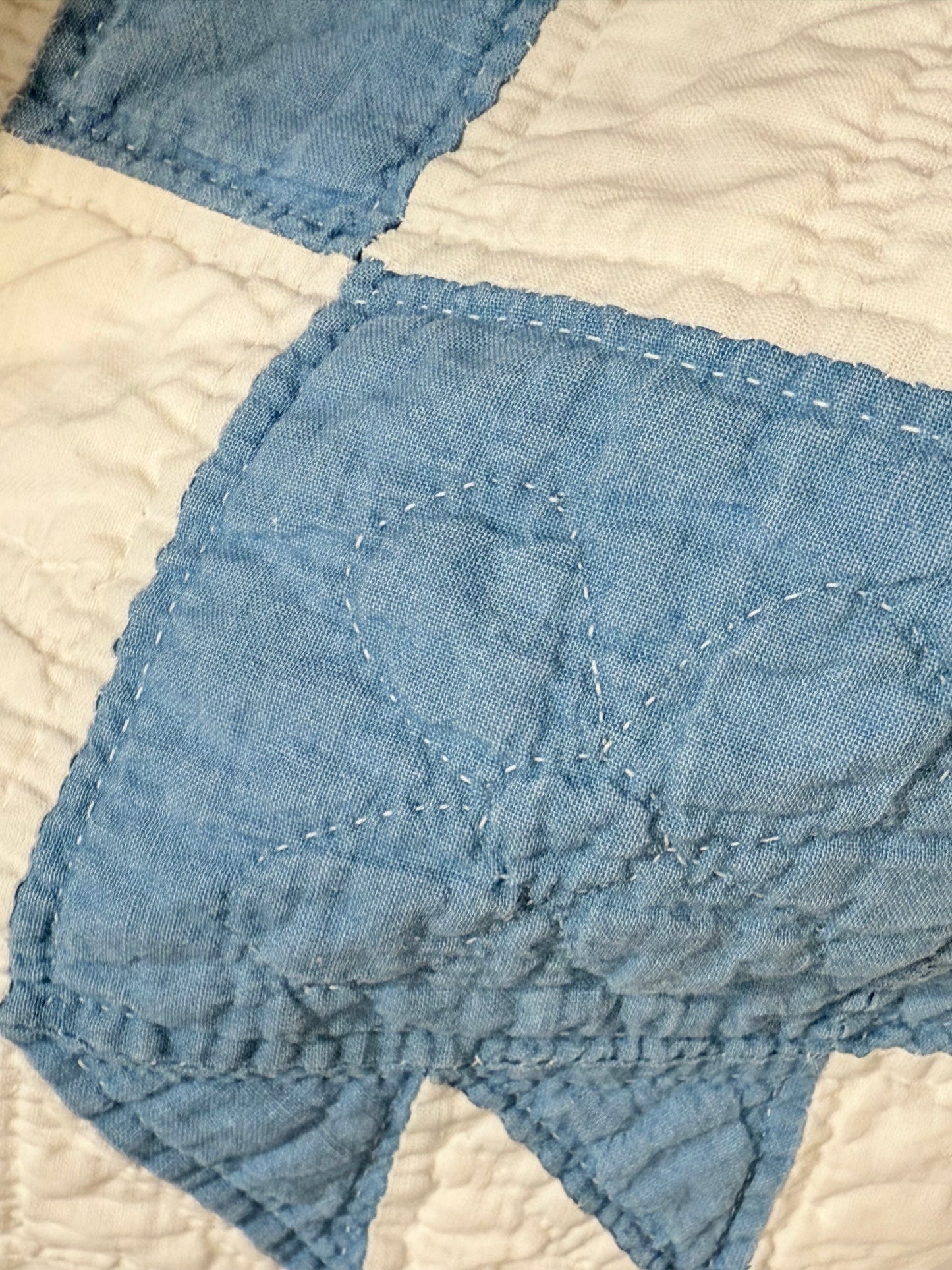 Blue and White Bear Paw Quilt