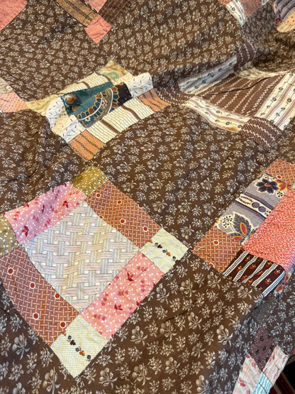 Early Variable 9 Block Patchwork Quilt