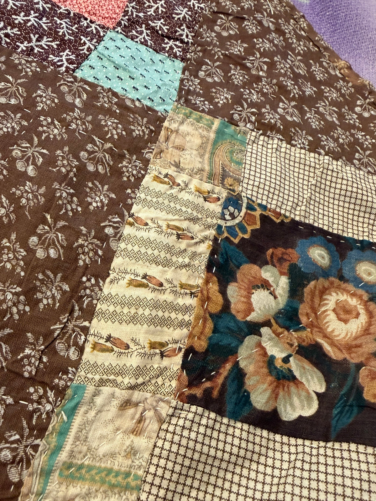 Early Variable 9 Block Patchwork Quilt