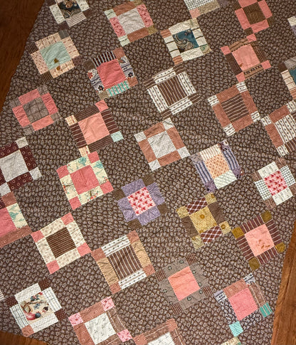 Early Variable 9 Block Patchwork Quilt