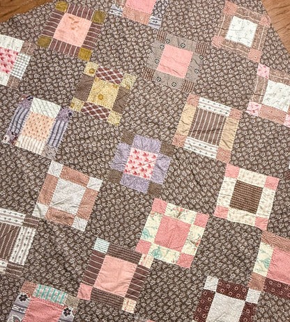 Early Variable 9 Block Patchwork Quilt