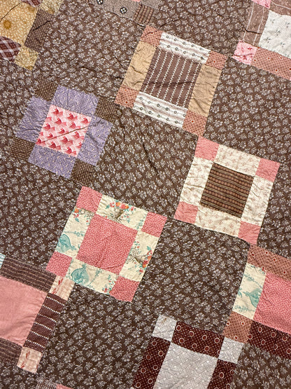 Early Variable 9 Block Patchwork Quilt