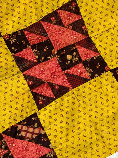 Rare Pair of Antique Patchwork Double X  Pieced Pillowcases