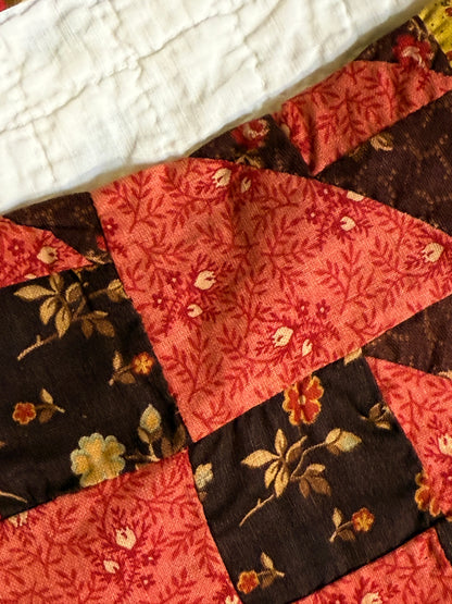 Rare Pair of Antique Patchwork Double X  Pieced Pillowcases