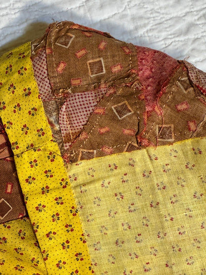 Rare Pair of Antique Patchwork Double X  Pieced Pillowcases
