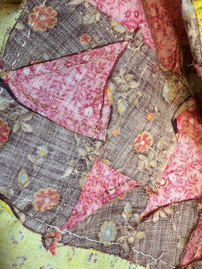 Rare Pair of Antique Patchwork Double X  Pieced Pillowcases