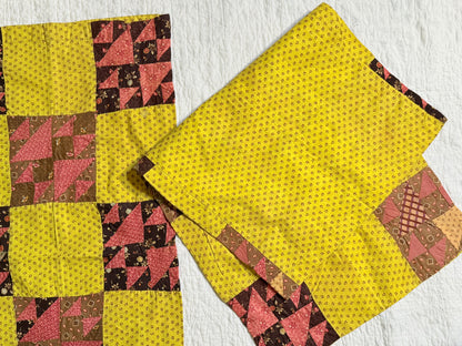 Rare Pair of Antique Patchwork Double X  Pieced Pillowcases