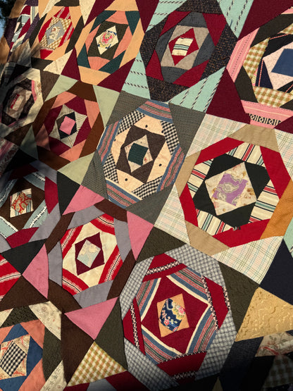 Scrappy Square in a Square Wools Top On Foundation