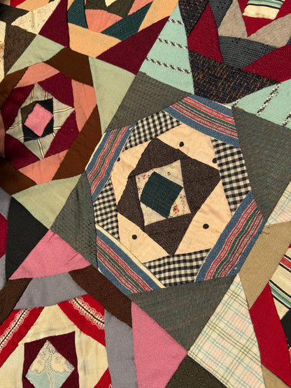 Scrappy Square in a Square Wools Top On Foundation