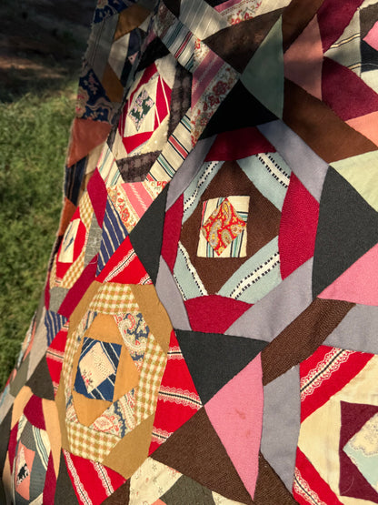 Scrappy Square in a Square Wools Top On Foundation