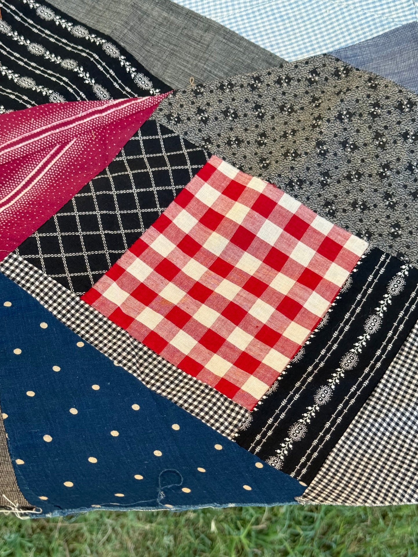 Cotton Crazy Quilt Top On Foundation