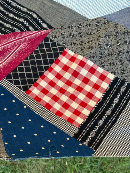 Cotton Crazy Quilt Top On Foundation