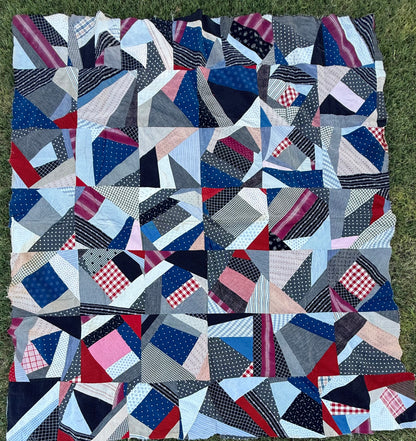 Cotton Crazy Quilt Top On Foundation