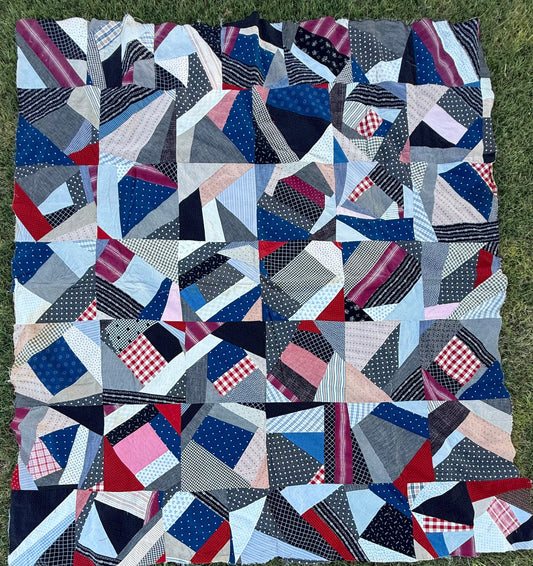 Cotton Crazy Quilt Top On Foundation