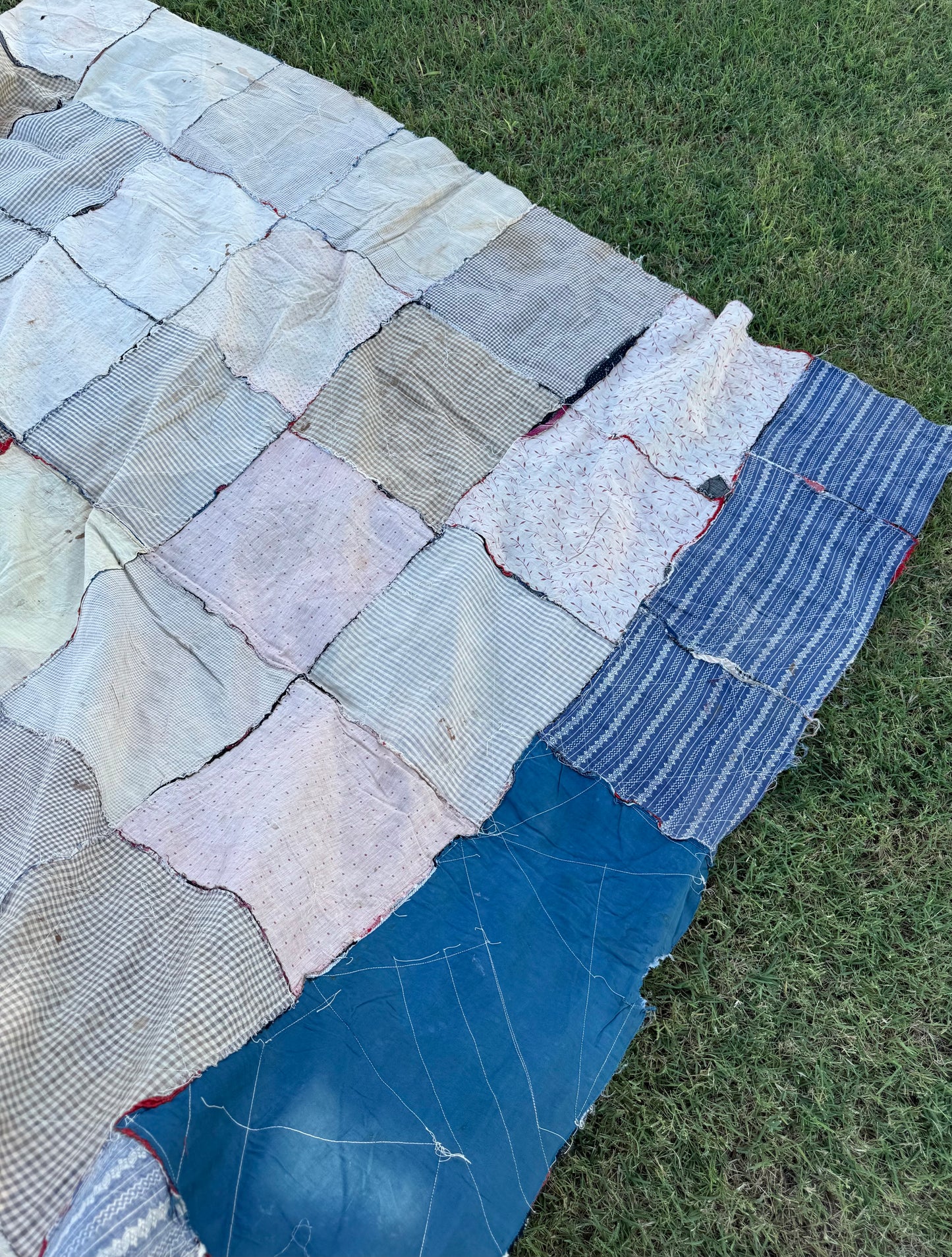 Cotton Crazy Quilt Top On Foundation