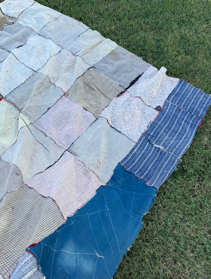 Cotton Crazy Quilt Top On Foundation