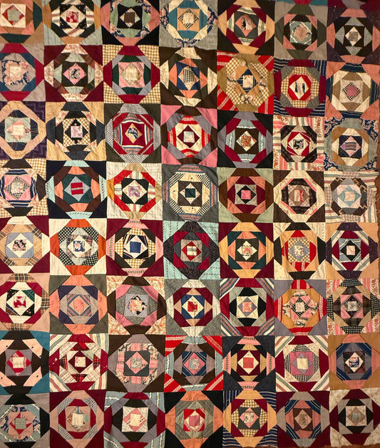 Scrappy Square in a Square Wools Top On Foundation