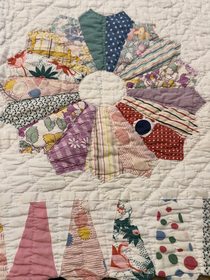 Charming Smaller Fancy Dresden Plate Quilt