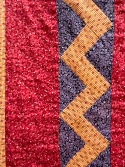 Outstanding Half Square Triangles 4 Block Early Quilt with Zig Zag Border