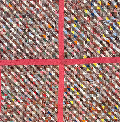 Outstanding Half Square Triangles 4 Block Early Quilt with Zig Zag Border