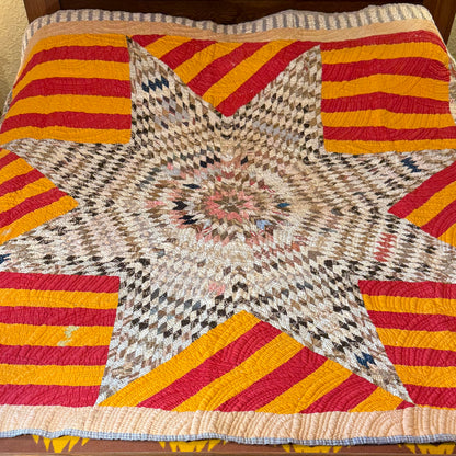 Southern  Star and Bars with Patchwork Border Quilt