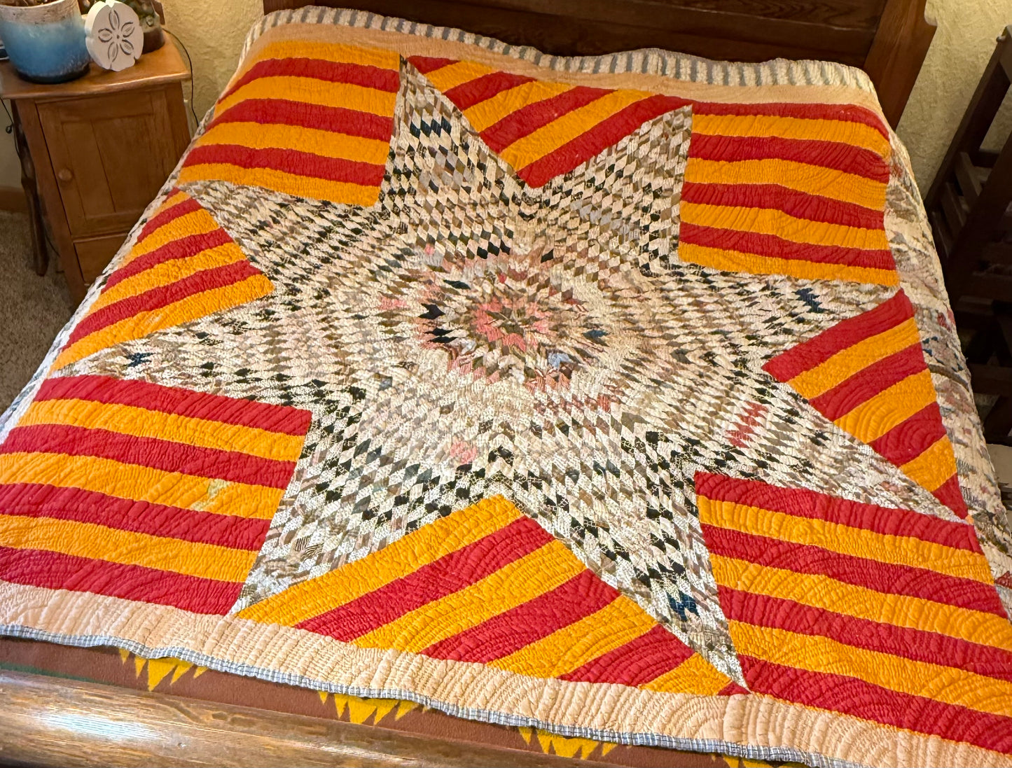 Southern  Star and Bars with Patchwork Border Quilt