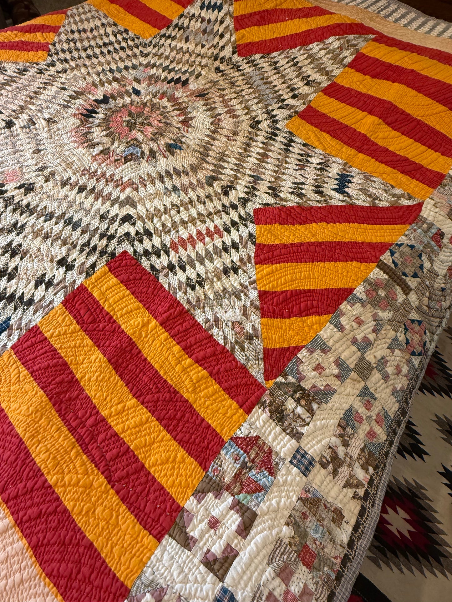 Southern  Star and Bars with Patchwork Border Quilt