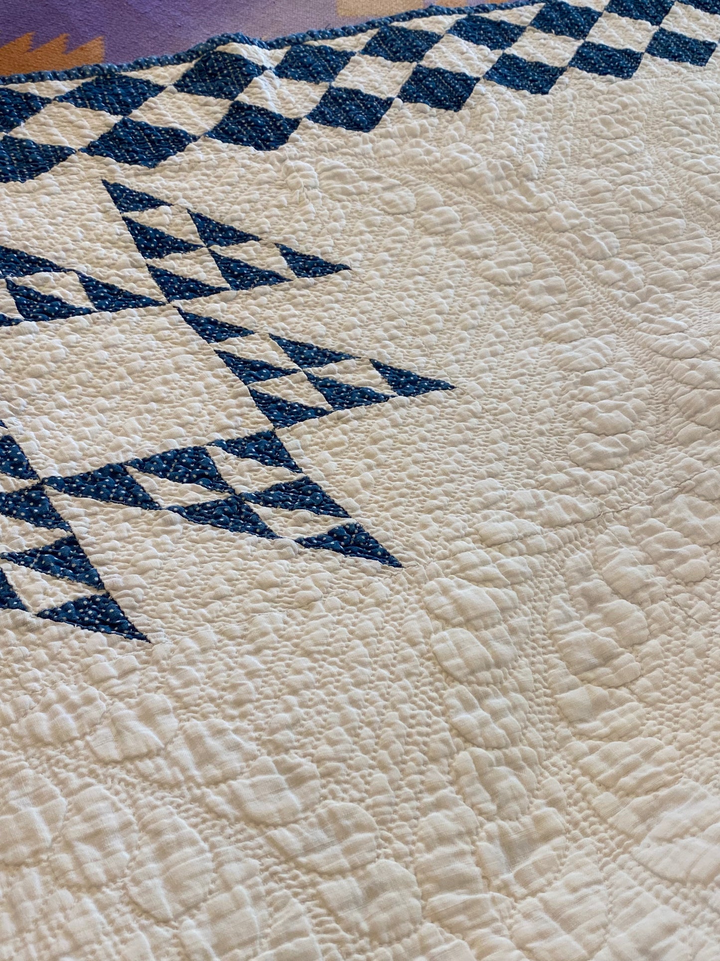 Indigo Double Pyramids Quilt