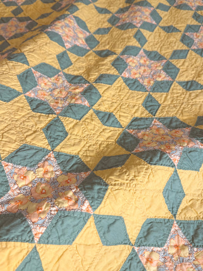 Small Scale Hexagonal 6 Point Stars Quilt