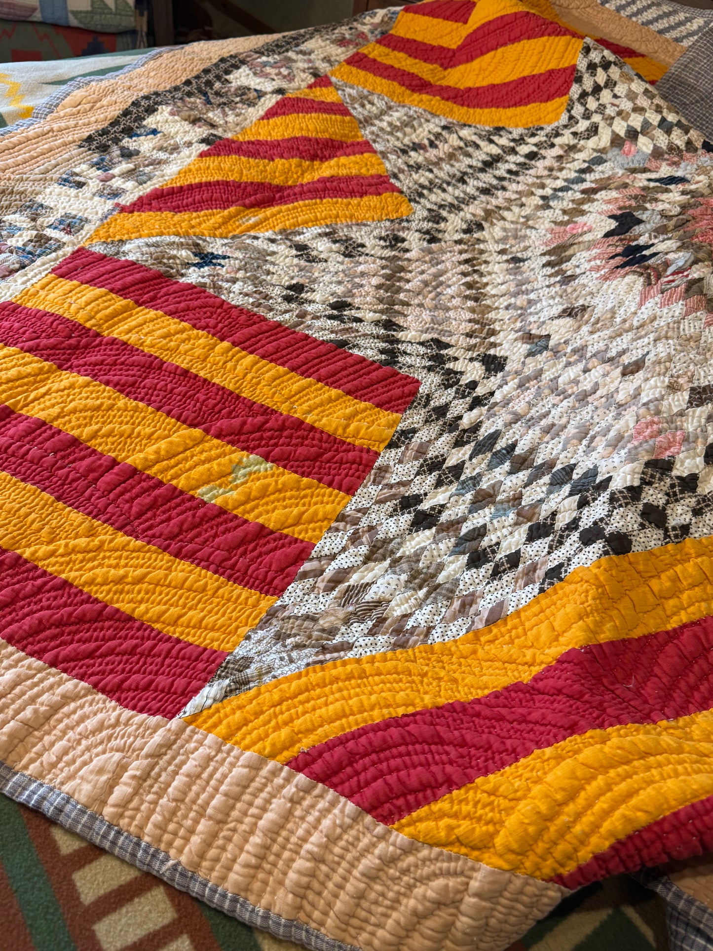 Southern  Star and Bars with Patchwork Border Quilt