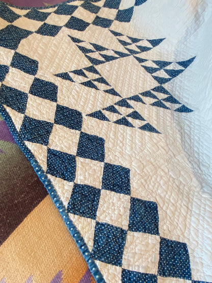 Indigo Double Pyramids Quilt