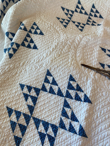 Indigo Double Pyramids Quilt