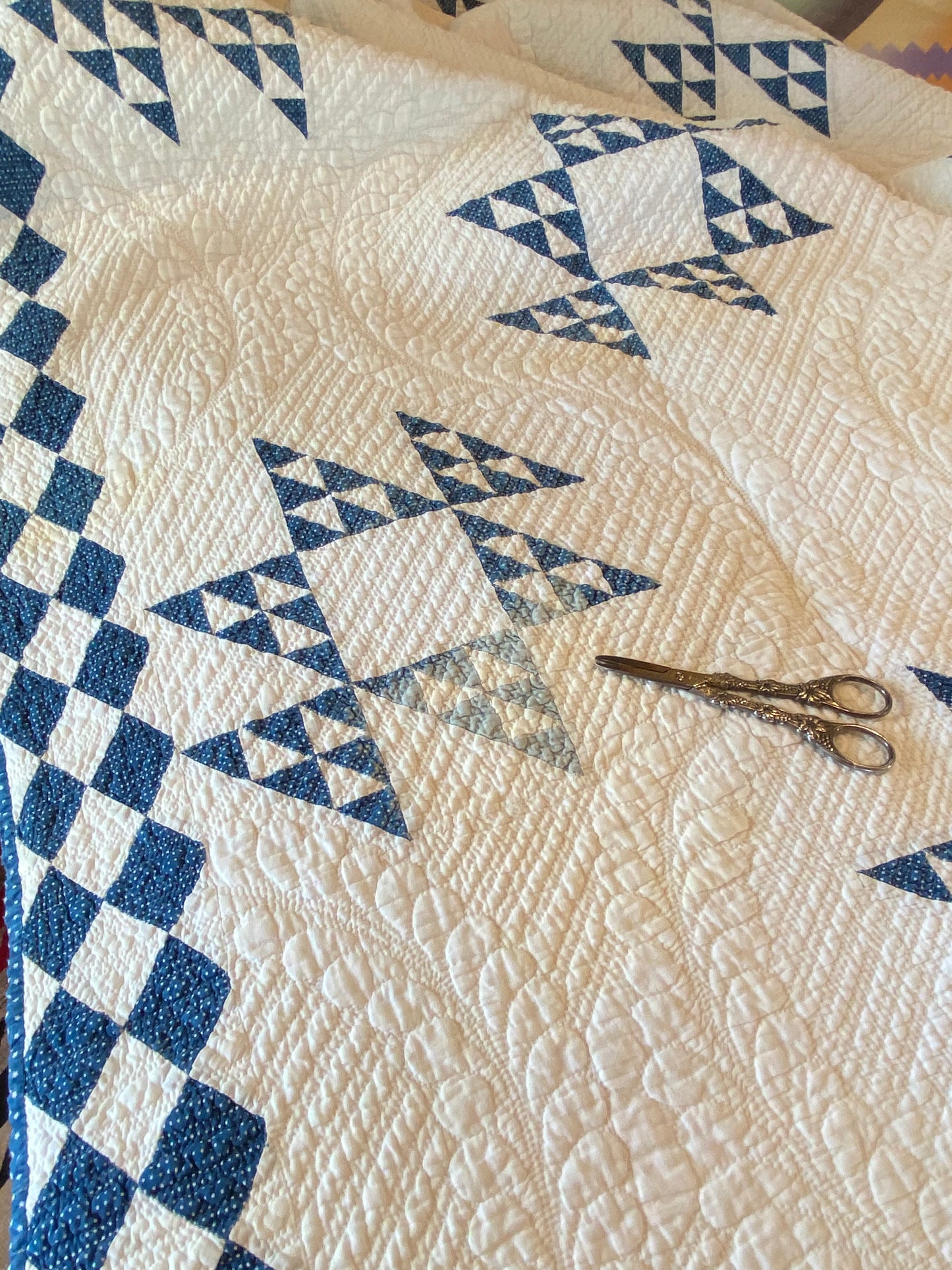 Indigo Double Pyramids Quilt