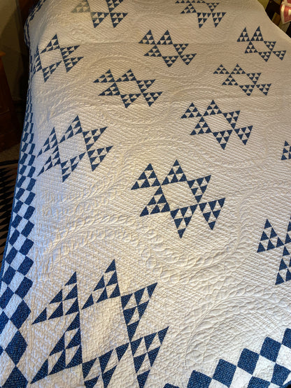 Indigo Double Pyramids Quilt