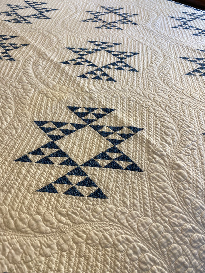 Indigo Double Pyramids Quilt