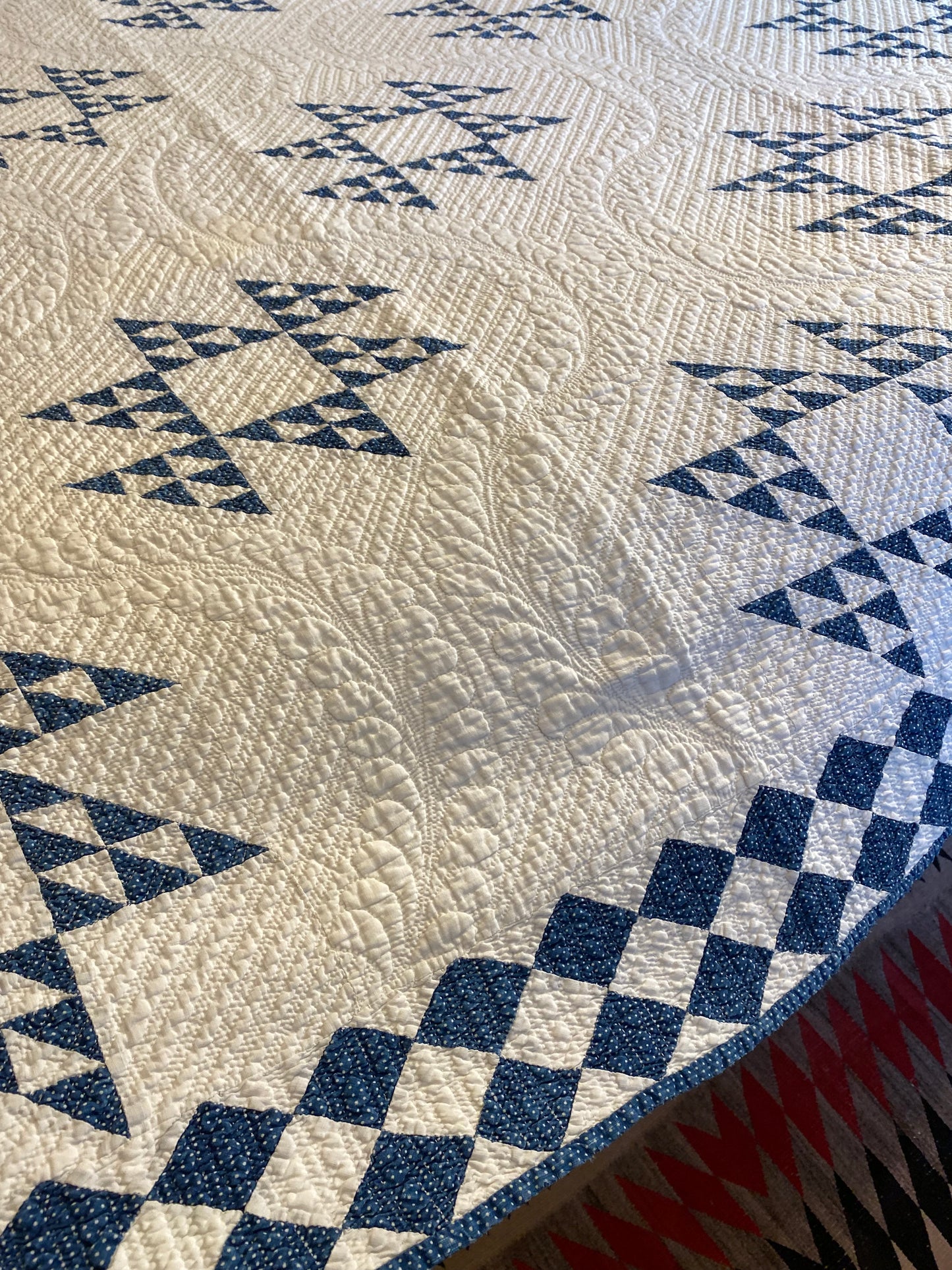 Indigo Double Pyramids Quilt