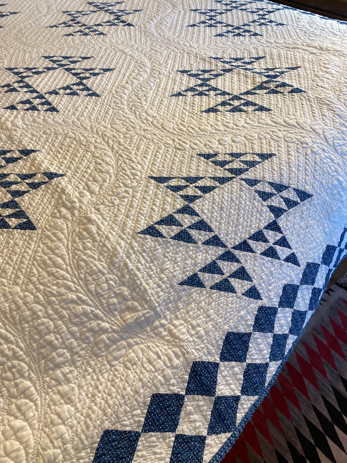 Indigo Double Pyramids Quilt