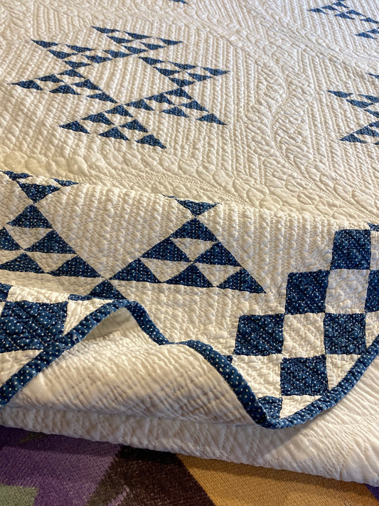 Indigo Double Pyramids Quilt