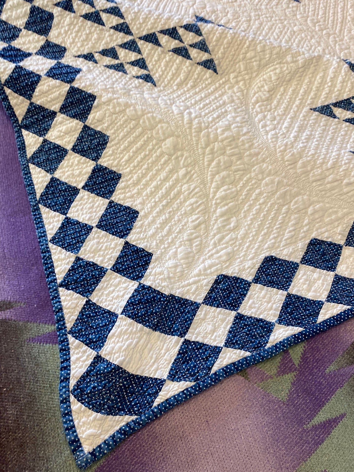 Indigo Double Pyramids Quilt