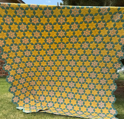Small Scale Hexagonal 6 Point Stars Quilt