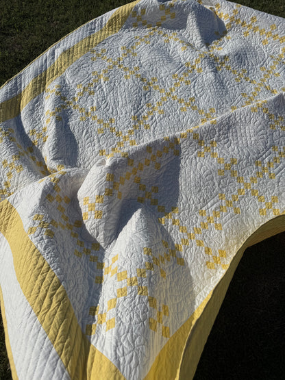 Double 9 Patch Quilt in Sunny Yellow and White