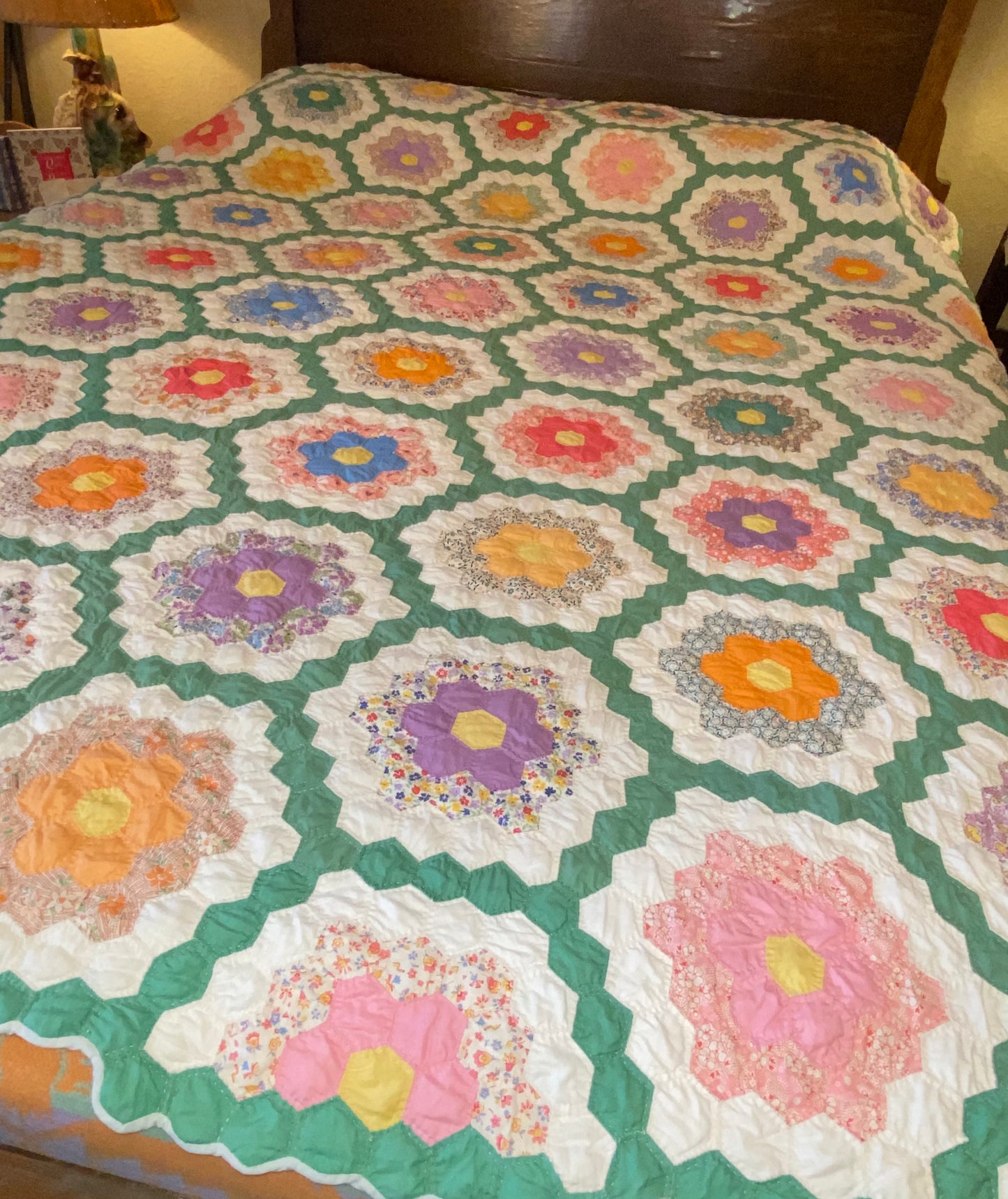 Small Scale Flower Garden Quilt with a Green Path