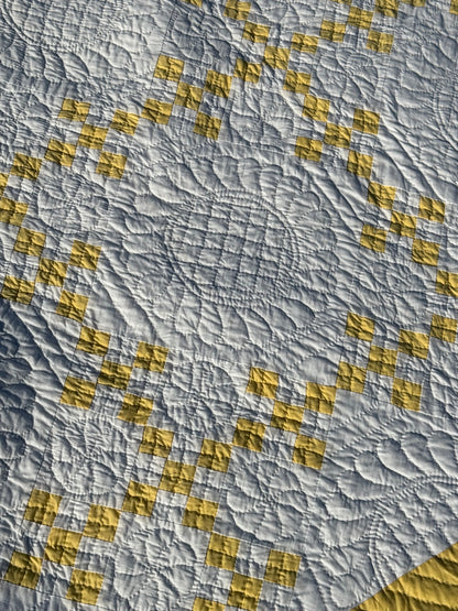 Double 9 Patch Quilt in Sunny Yellow and White