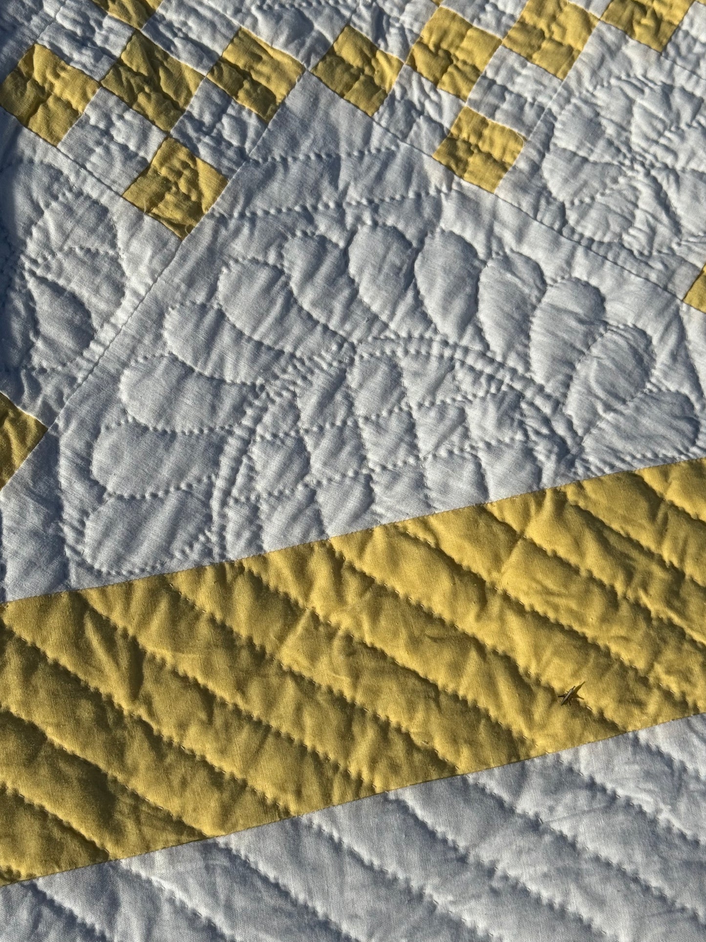 Double 9 Patch Quilt in Sunny Yellow and White