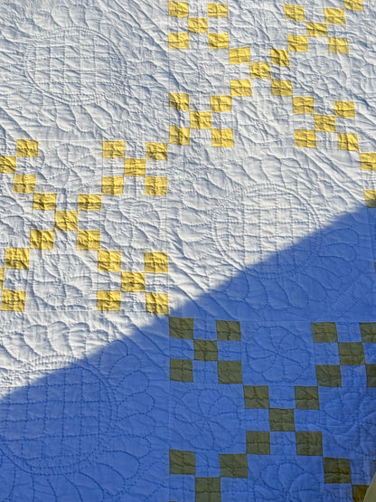 Double 9 Patch Quilt in Sunny Yellow and White