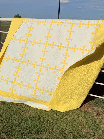 Double 9 Patch Quilt in Sunny Yellow and White