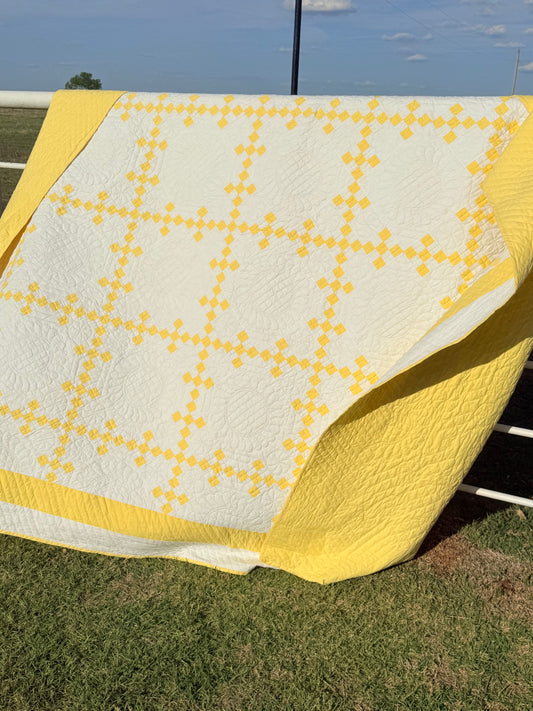 Double 9 Patch Quilt in Sunny Yellow and White