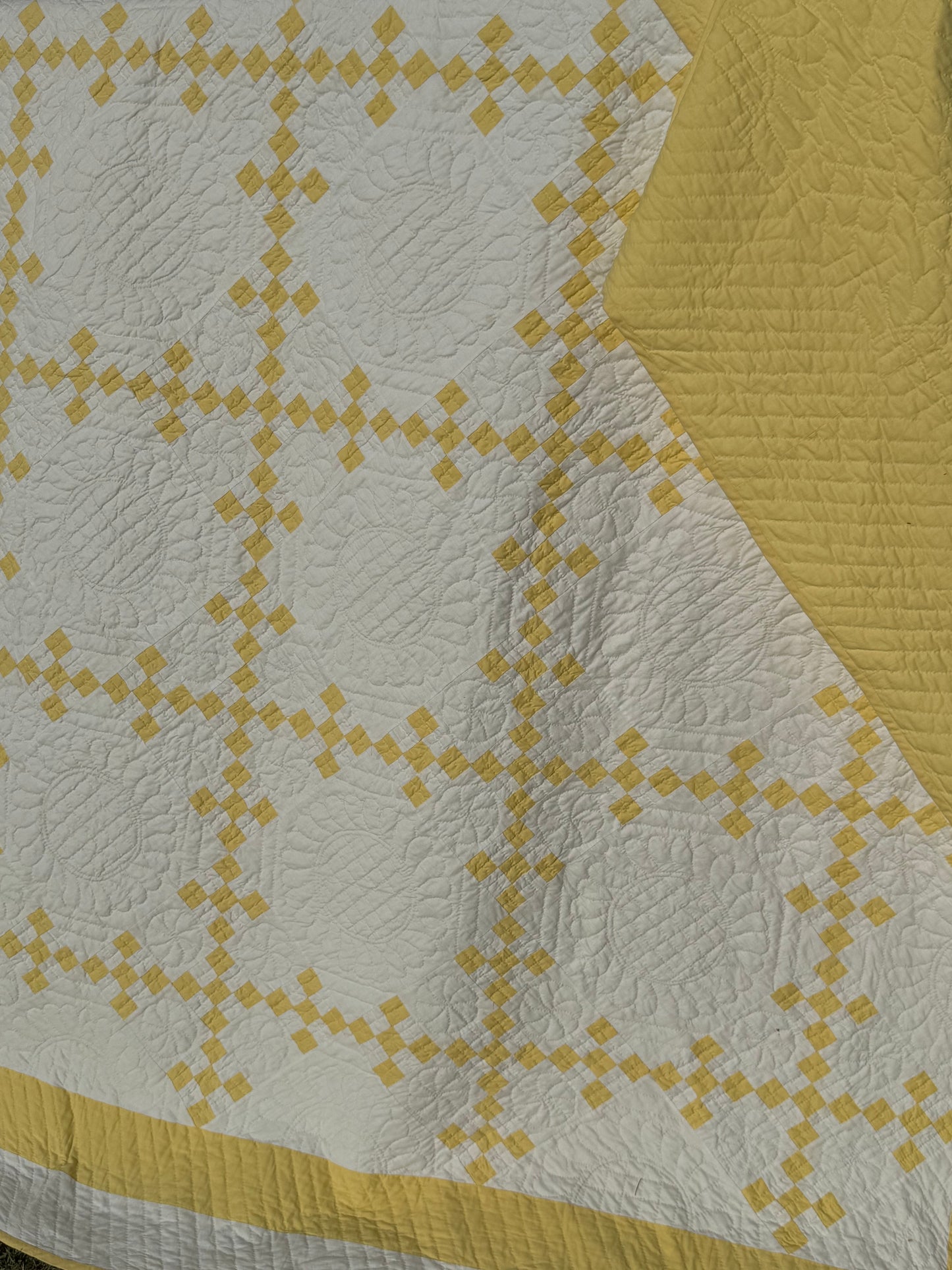 Double 9 Patch Quilt in Sunny Yellow and White